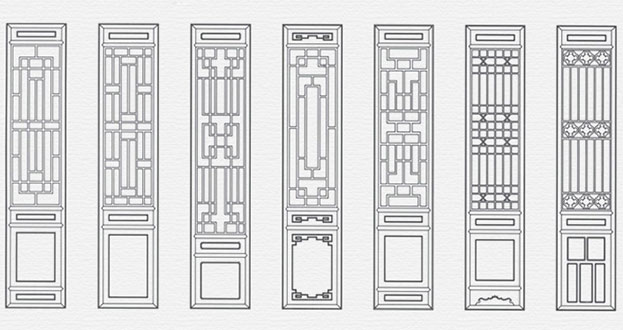 循化常用中式仿古花窗图案隔断设计图